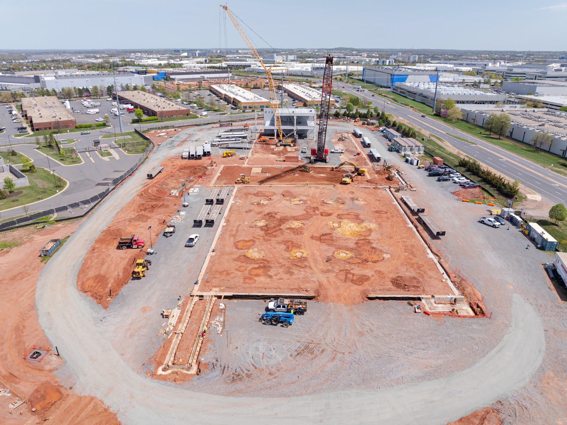 Data center foundation and structural concrete pour in Ashburn, Virginia